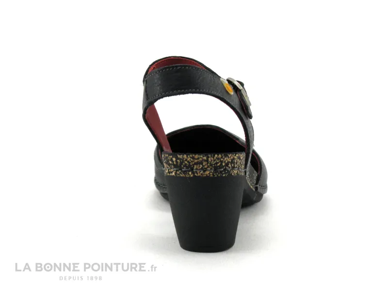 Achat chaussures Jungla Femme Bout fermé, vente Jungla 7462 Noir - Sandale bout ferme et bride arriere cuir noir