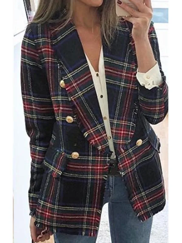 Airchics manteau à carreaux double boutonnage femme blazer rouge
