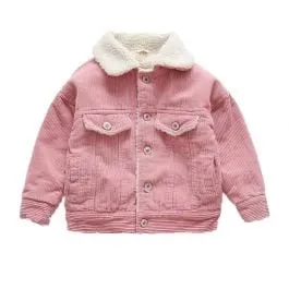 Blouson velours côtelé avec doublure fourrure intérieure pour enfant