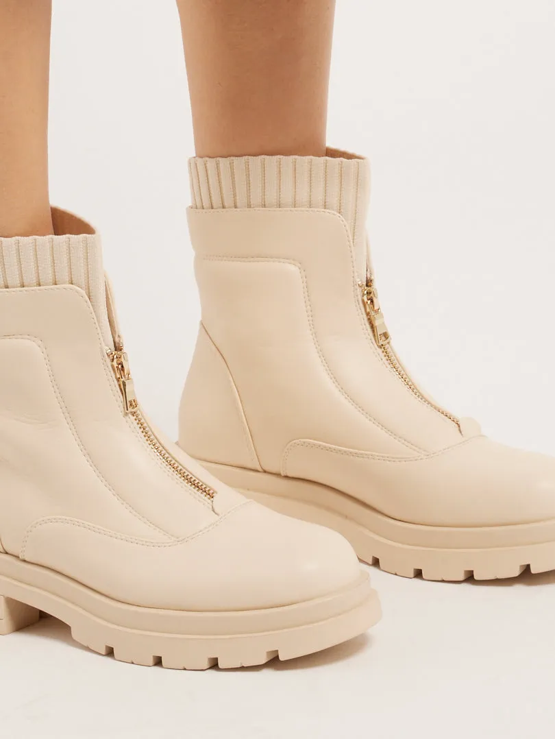 Bottines bi matière avec zip avant