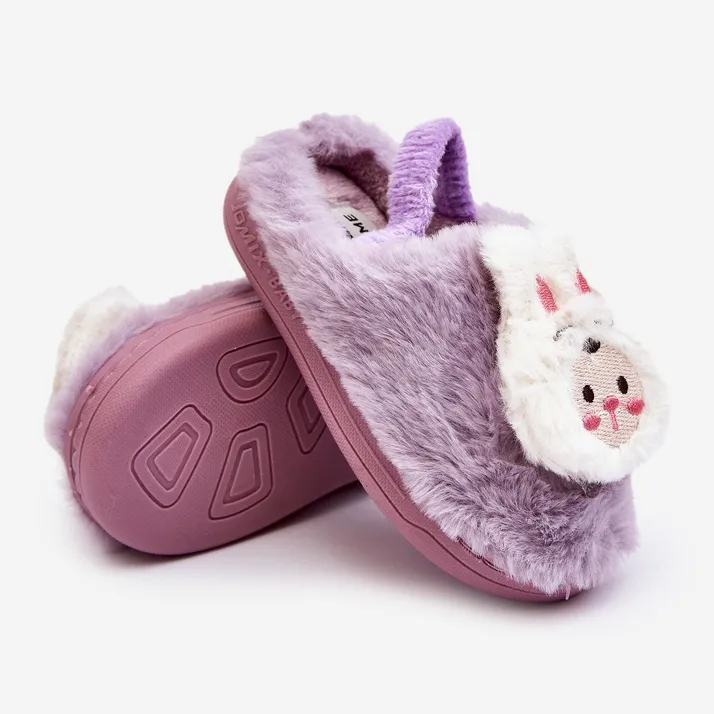 Chaussons lapin en fourrure pour enfants, violet Dicera