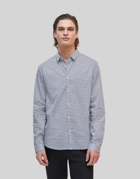 Chemise SLIM blanche motif graphique minimaliste Homme