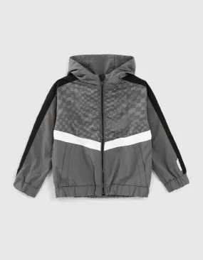 Coupe-vent gris doublure à damier garçon