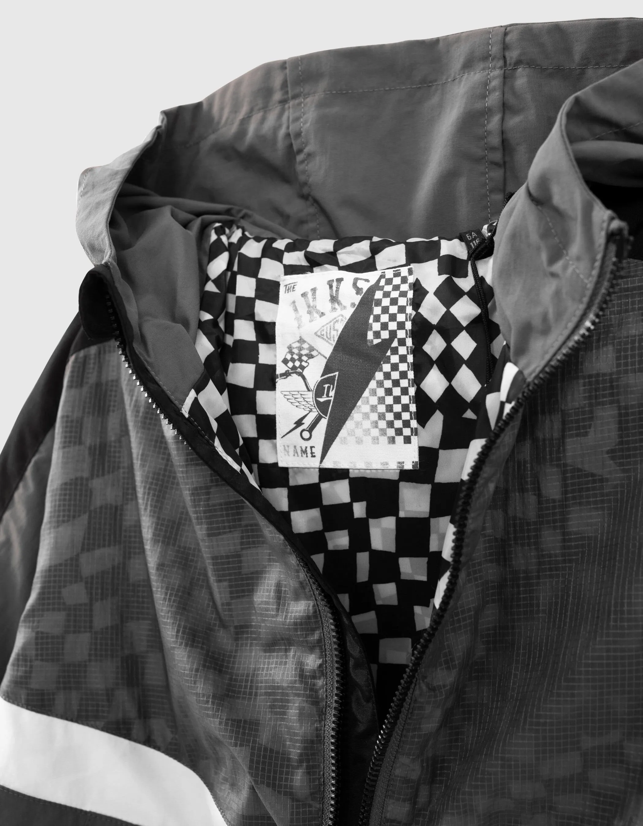 Coupe-vent gris doublure à damier garçon