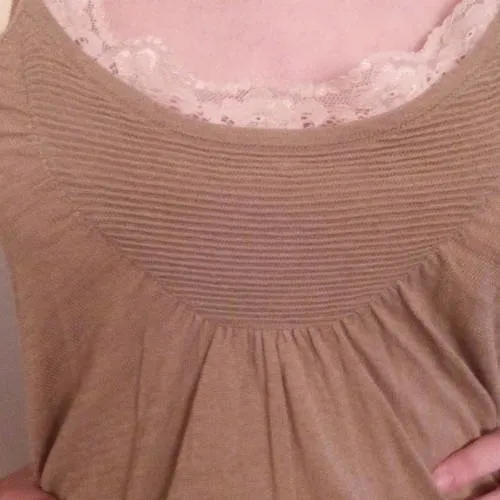 Débardeur en maille de coton et viscose beige