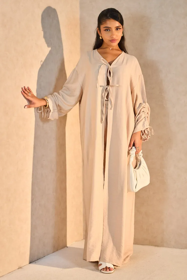 Ensemble 2 pièces kimono + pantalon beige