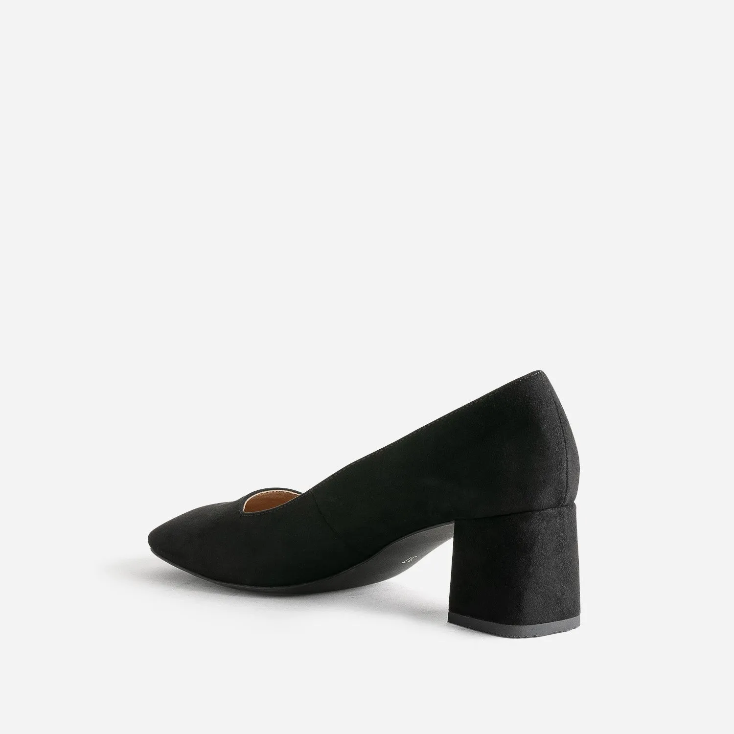 Escarpin noir suédé à bout carré - Escarpins Femme | ERAM