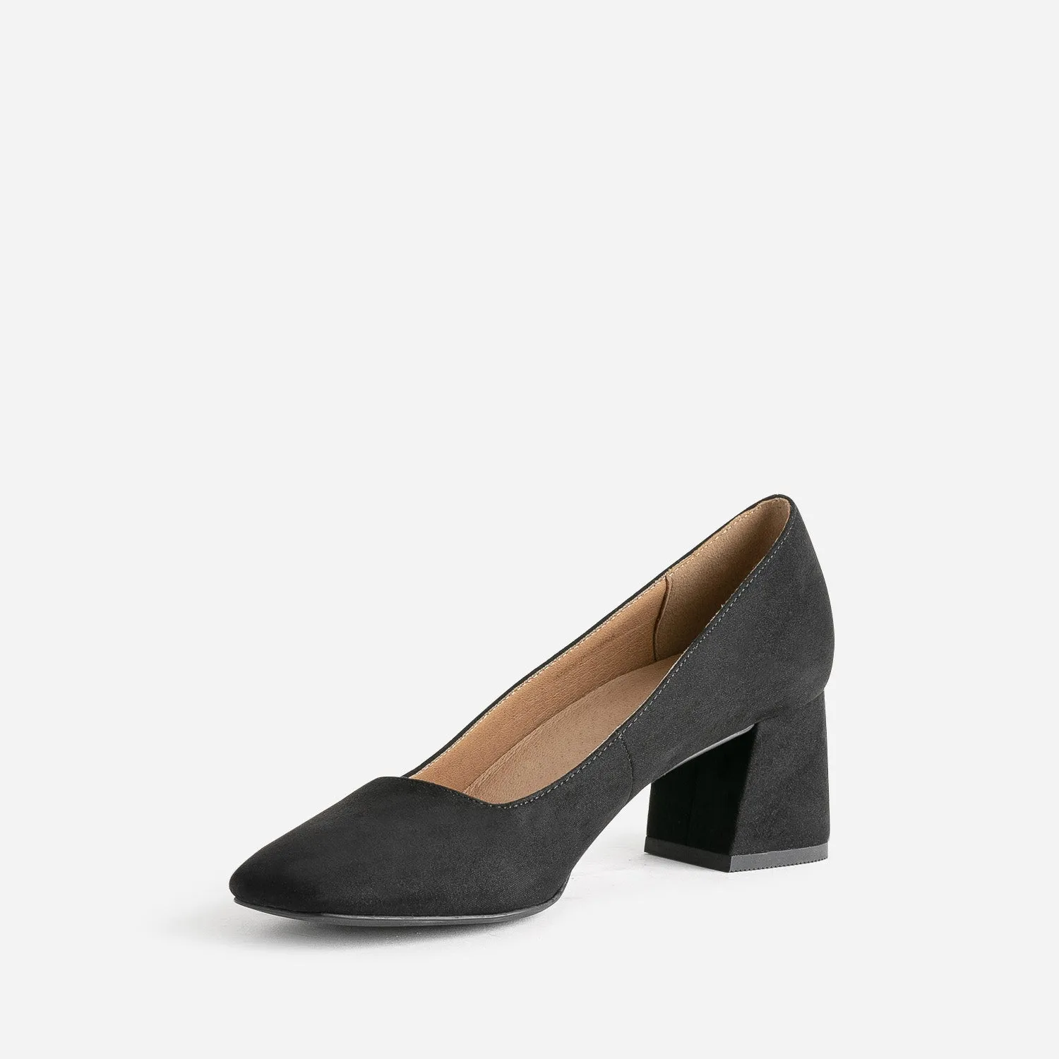 Escarpin noir suédé à bout carré - Escarpins Femme | ERAM