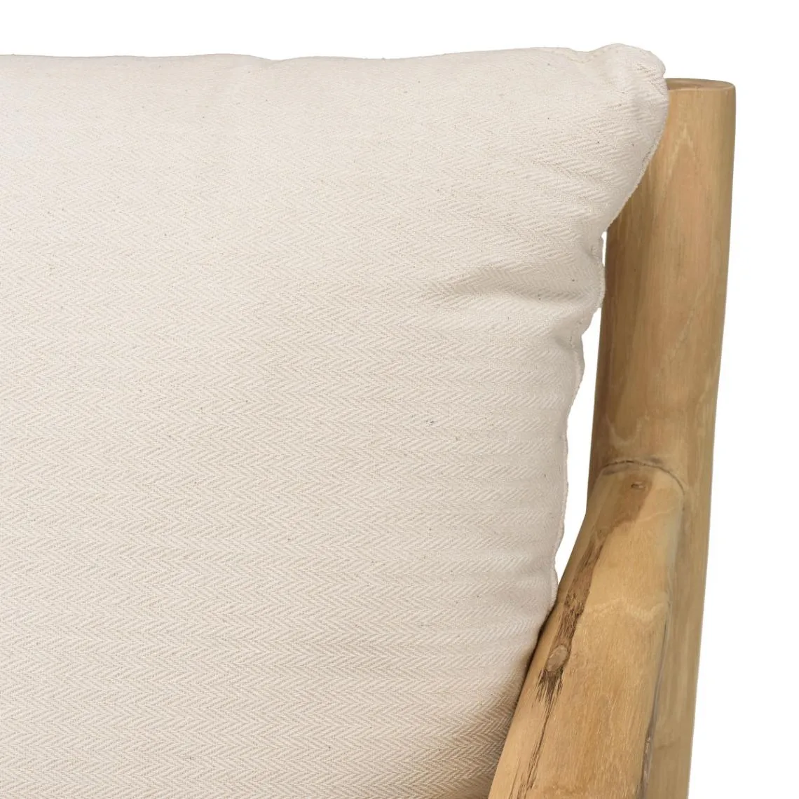 Fauteuil BORNEO en branches de teck naturel coussins blancs WILL | 3 Suisses