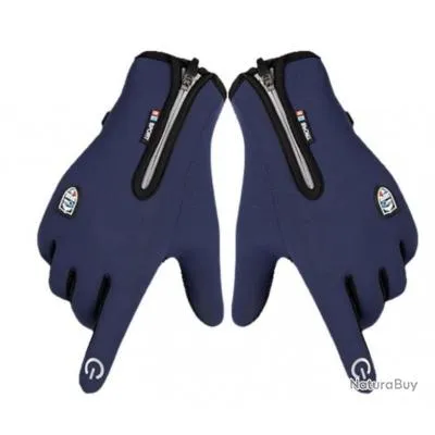Gants de sport Thermique, imperméable UNISEXE, doublure flanelle Doigts SCREEN.......BLEU