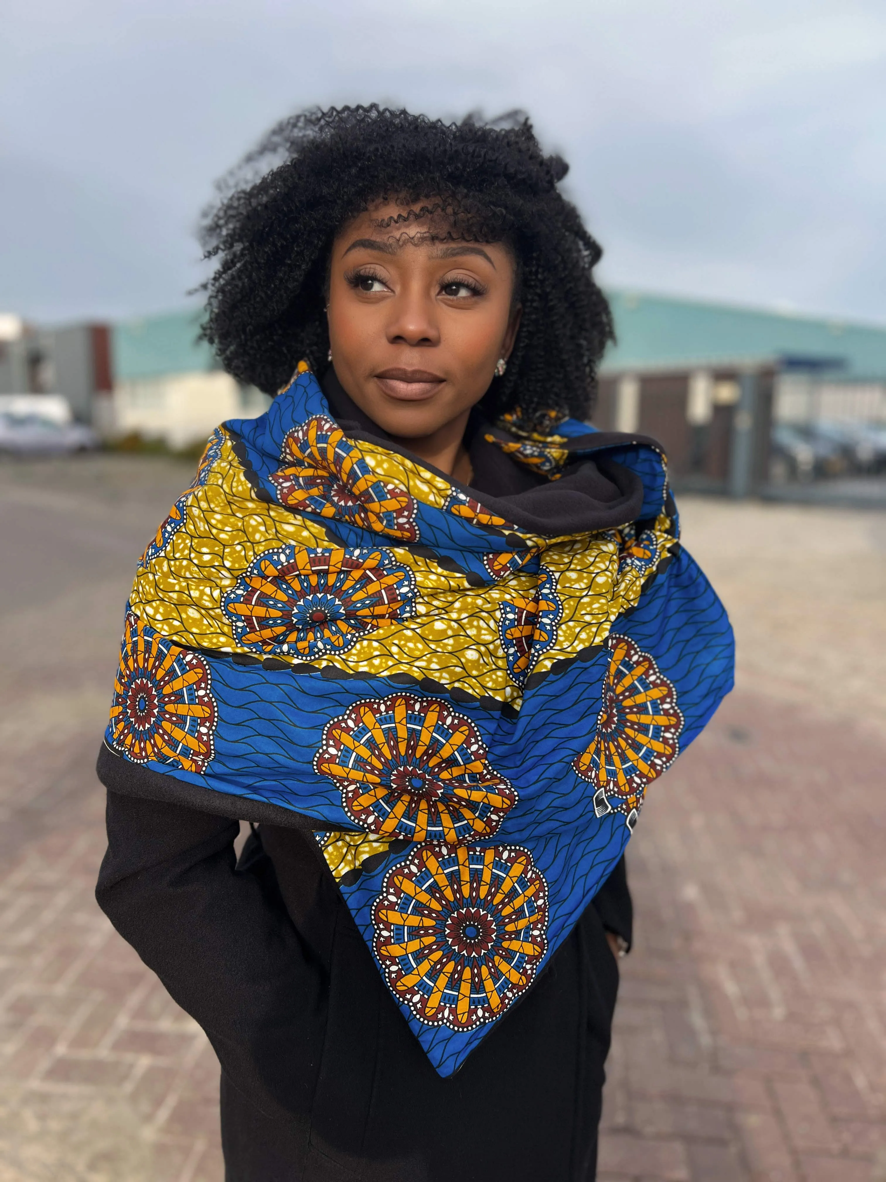 Imprimé africain Echarpes d'hiver pour adultes Unisex - Moulins bleus