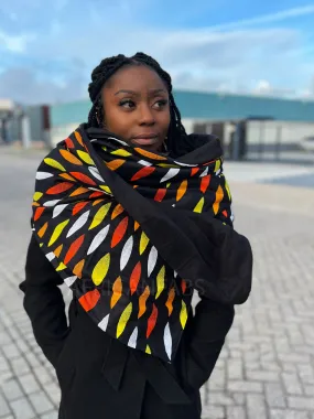 Imprimé africain Echarpes d'hiver pour adultes Unisex - Rouge / Jaune sunburst