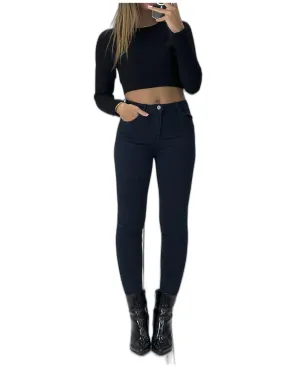 Jean slim marine extensible à fermeture zip