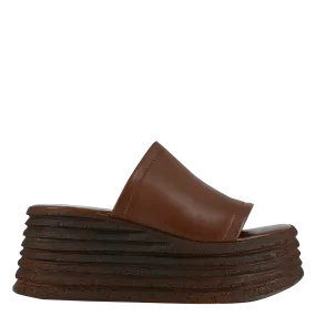 JONAK  Mules compensées en cuir emile - Marron