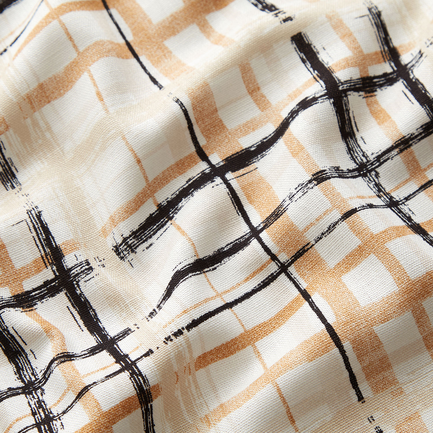Lin-viscose mélangés à carreaux abstraits – nature/beige