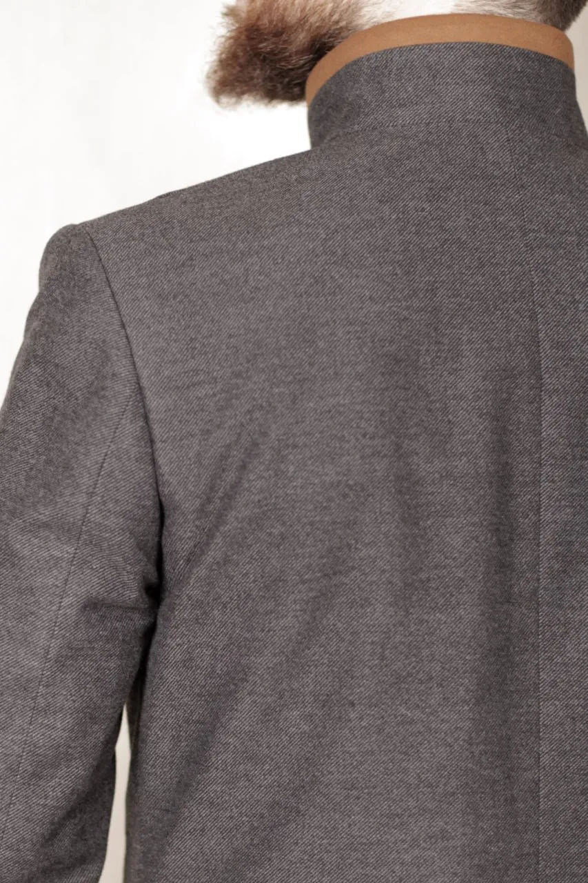 Manteau Col Officier Gris