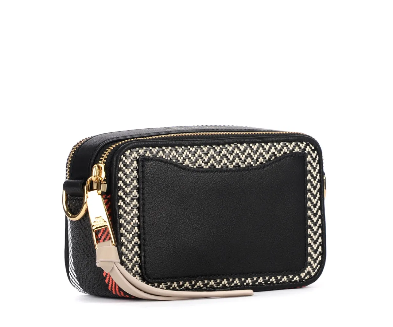 Marc Jacobs Le sac The Mixed Media est un sac noir en tissu noir et beige.