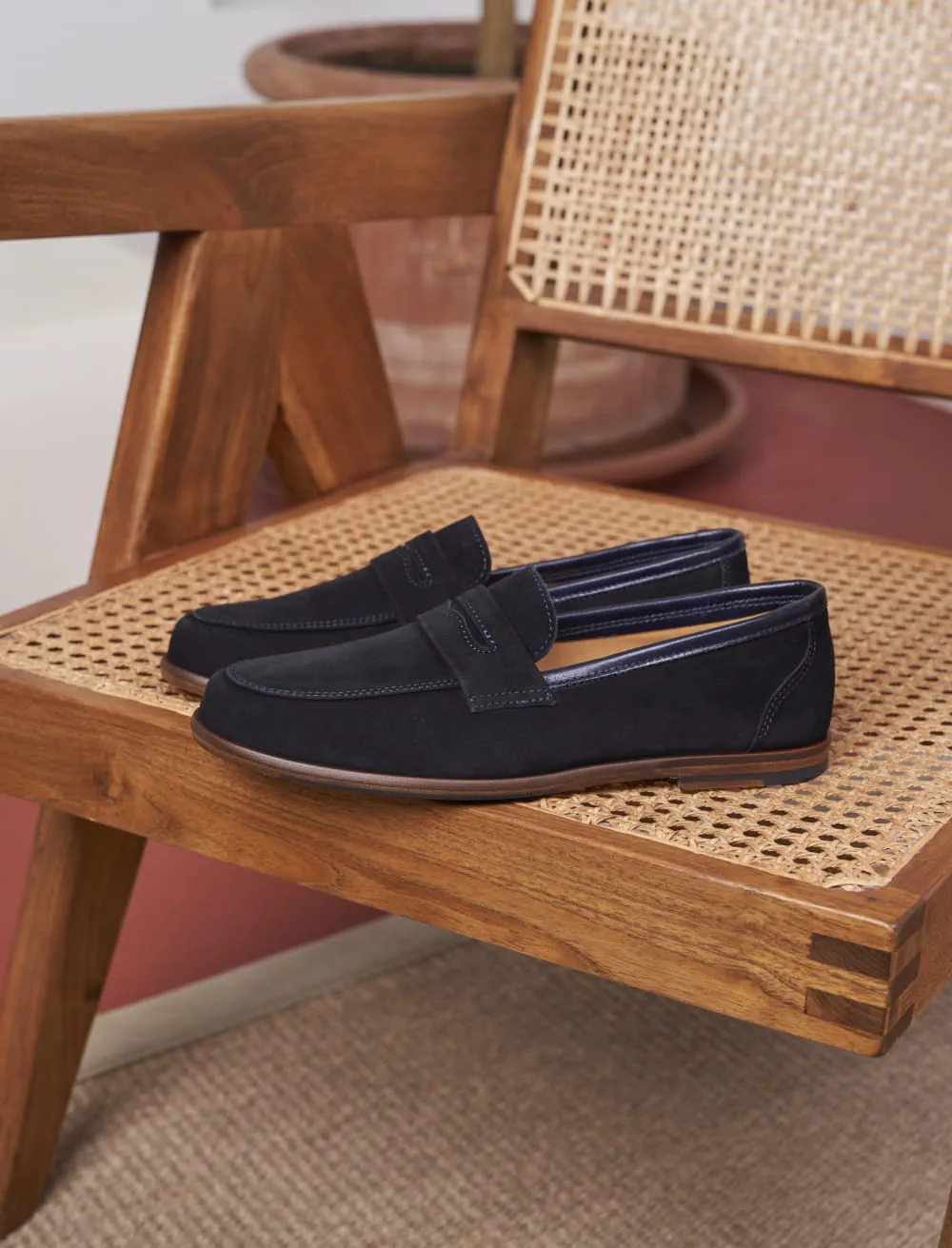 Mocassin en daim pour Femme: La Femme Insolente Daim Bleu marine