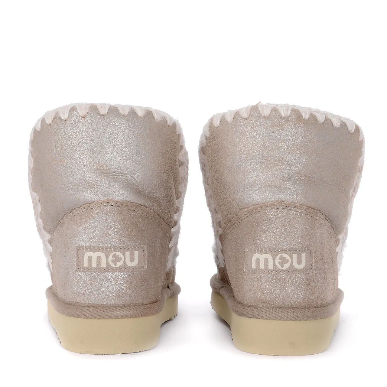 Mou Bottines Eskimo 18 Crystal Stars stone en peau de mouton métallisée