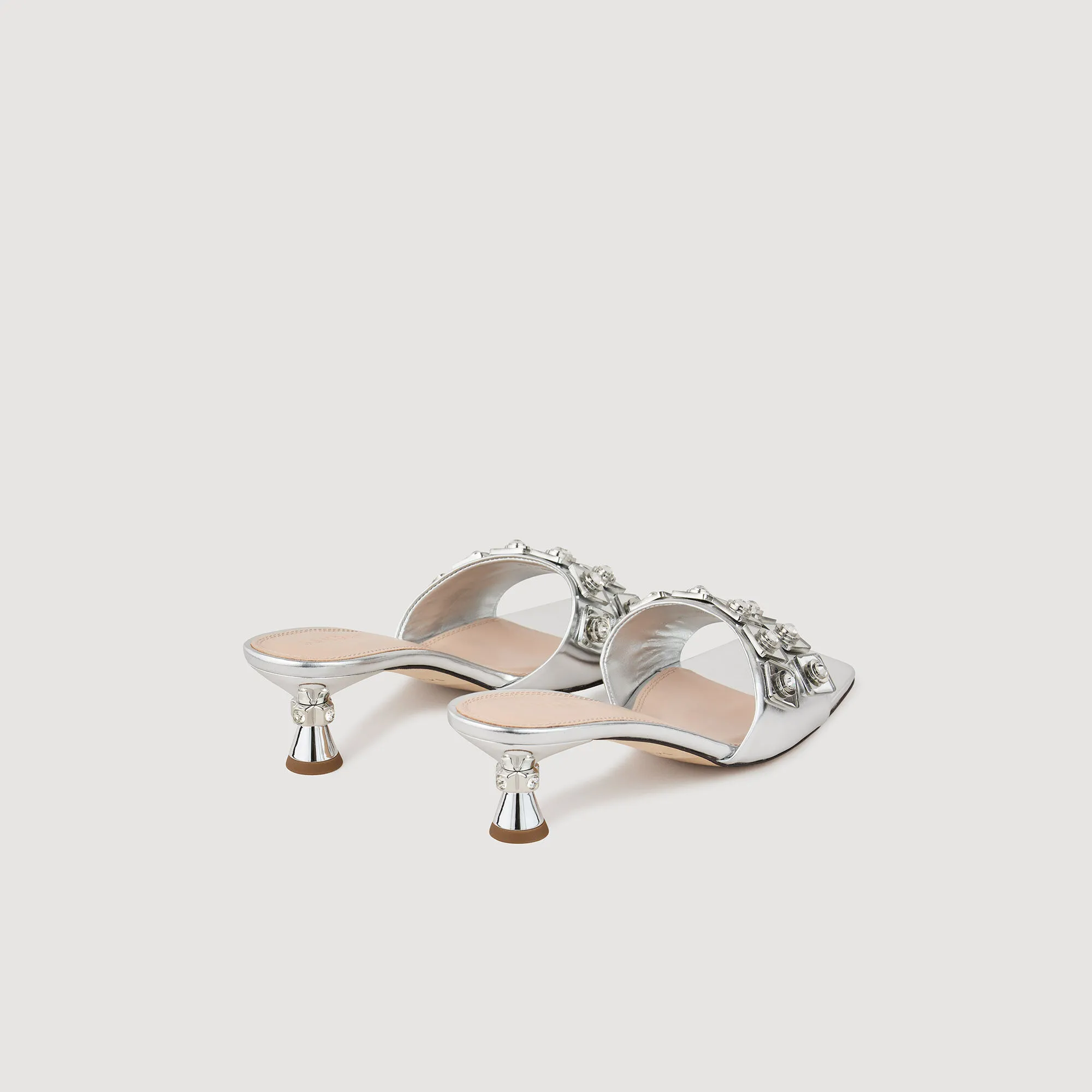 Mules en cuir métallisé