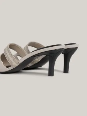 Mules stiletto en cuir ton sur ton | Gris | Tommy Hilfiger
