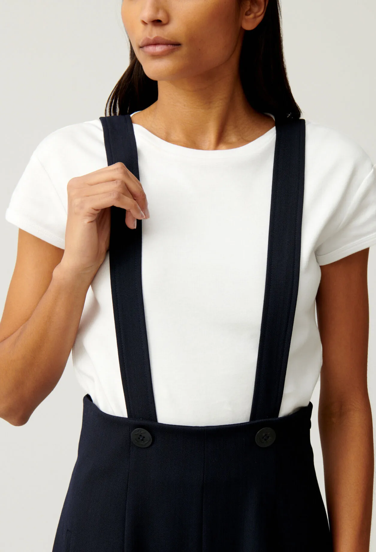 Pantalon bretelles marine | Claudie FR