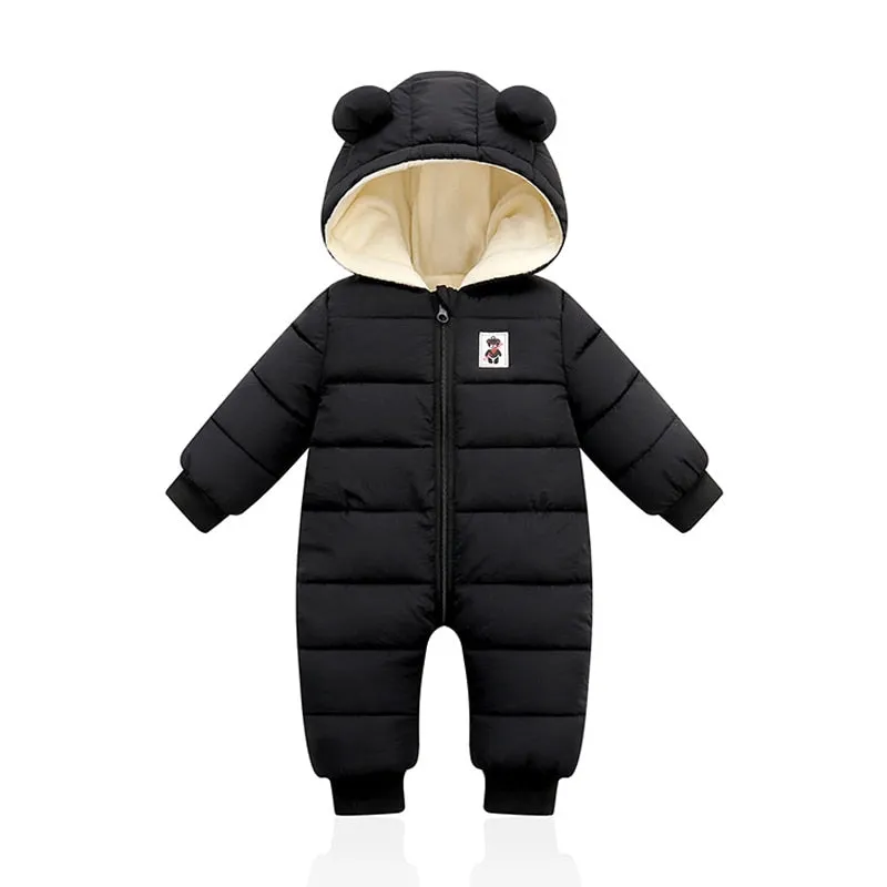 Petite Combinaison d'Hiver pour Bébé avec Oreilles d'Ours Adorables - Combinaison Chaude pour les Mois d'Hiver