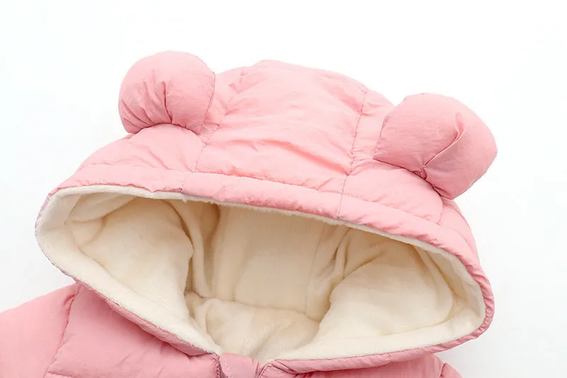 Petite Combinaison d'Hiver pour Bébé avec Oreilles d'Ours Adorables - Combinaison Chaude pour les Mois d'Hiver