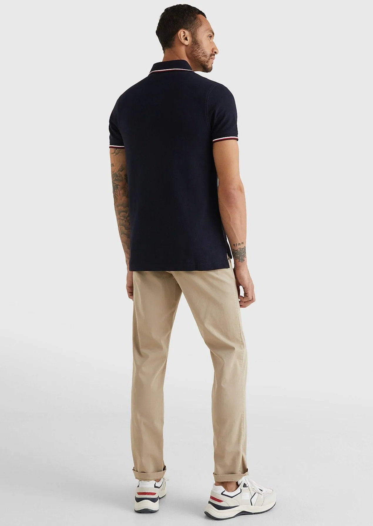Polo à liseré Tommy Hilfiger ajusté marine en coton bio