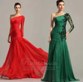 Robe de Soirée Longue Au Drapée Manquant Épaule Asymétrique Mode