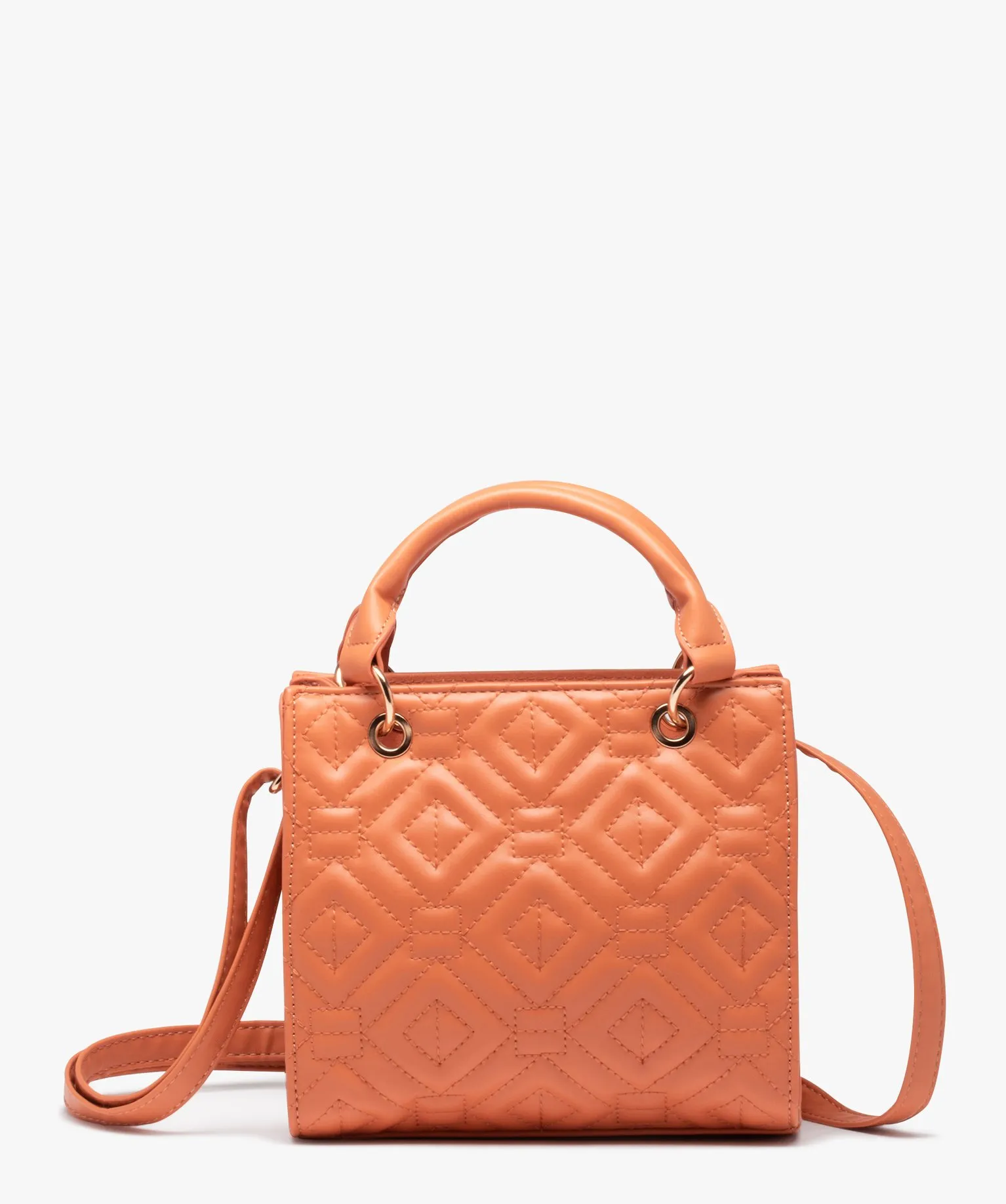 sac a main femme a motif matelasse graphique orange sacs a main