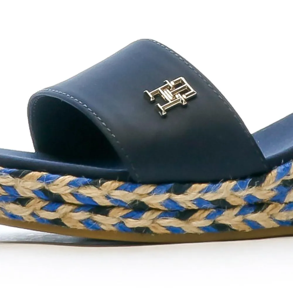 Sandales Marine Femme Tommy Hilfiger Wedge Satin