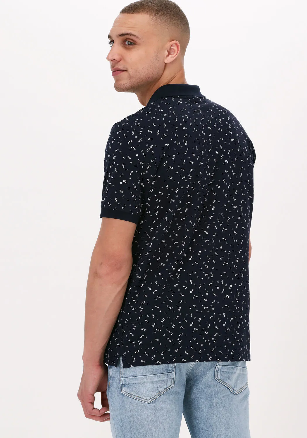 scotch & soda chemise décontracté printed pique polo in organic cotton bleu foncé
