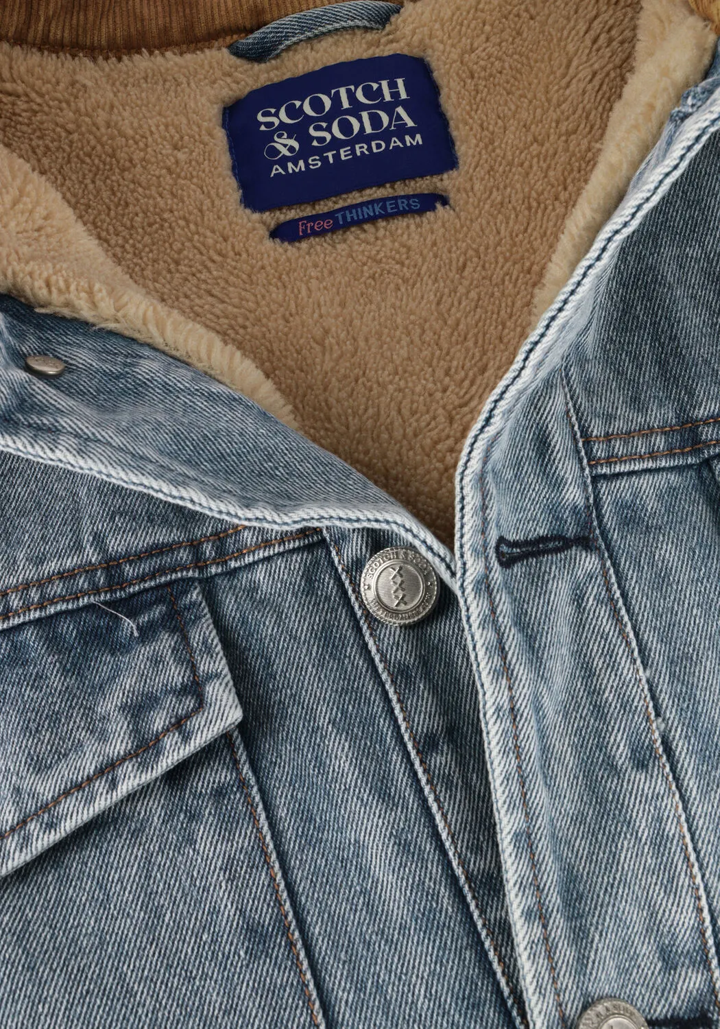 scotch & soda jack cord collar indigo teddy jacke en bleu