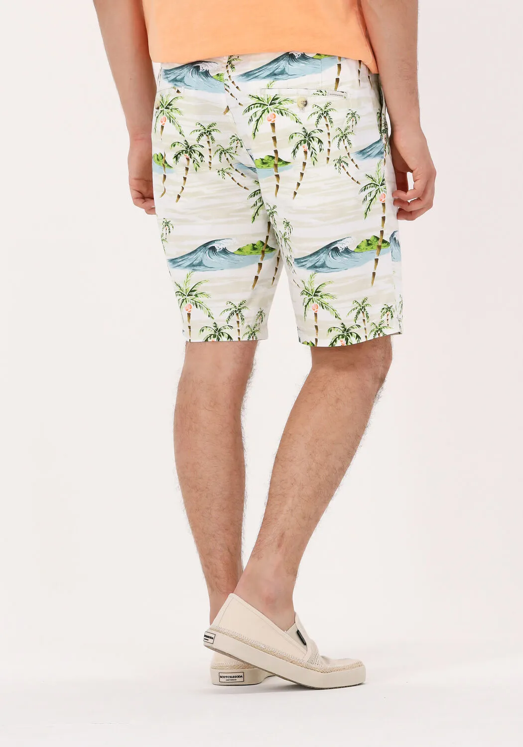 scotch & soda pantalon courte fave printed pima cotton shortk blanc