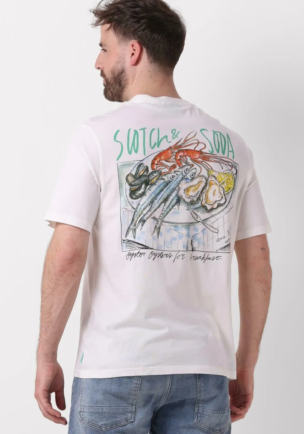 scotch & soda t-shirt front back artwork t-shirt en blanc
