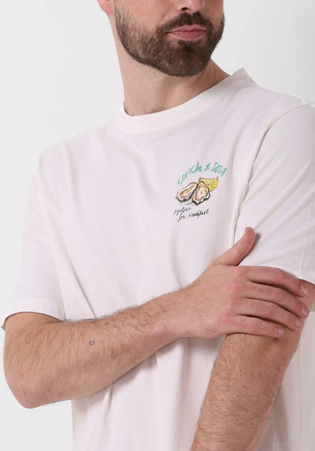 scotch & soda t-shirt front back artwork t-shirt en blanc