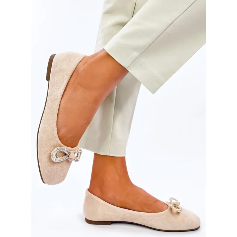 Serna Ballerines en daim beige avec nœud