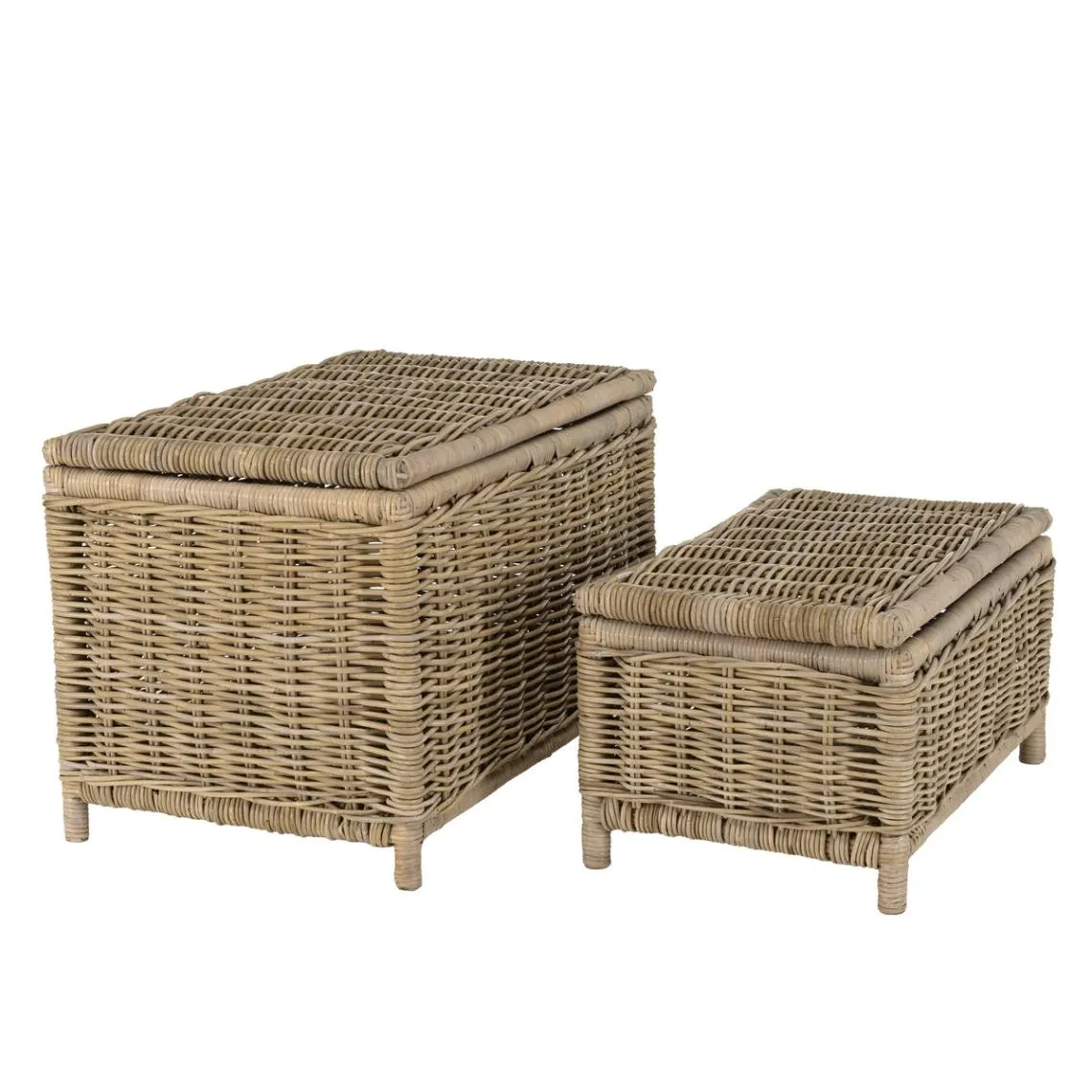 Set de 2 coffres de rangement rectangulaires en kubu naturel KALLY | 3 Suisses