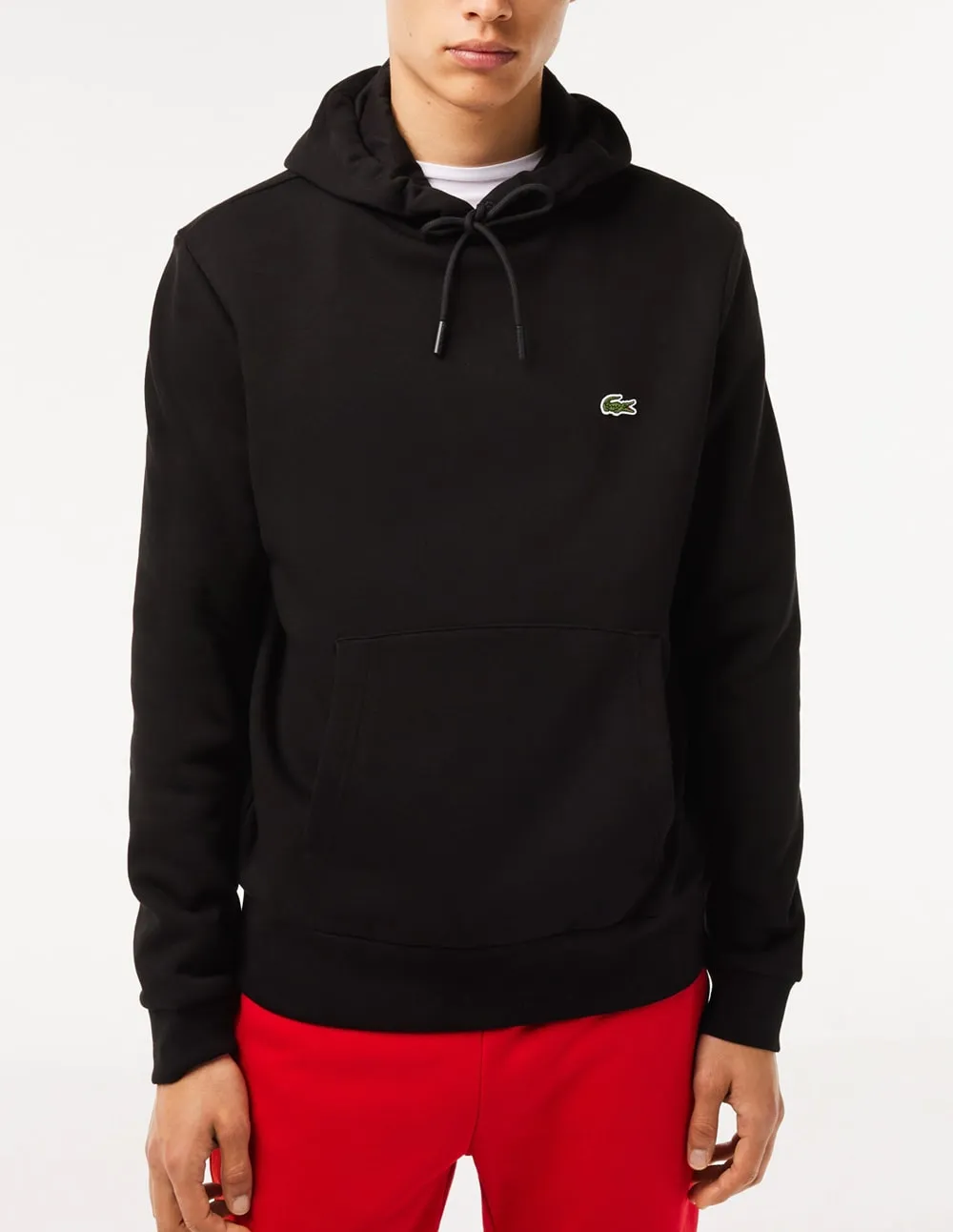 Sudadera con Capucha Lacoste con Logo de Algodón Ecológico Negra Hombre
