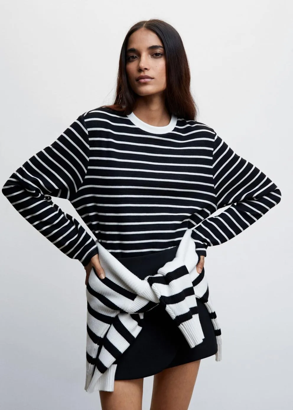 Sweat | Femme MANGO T-shirt Coton à Rayures Noir