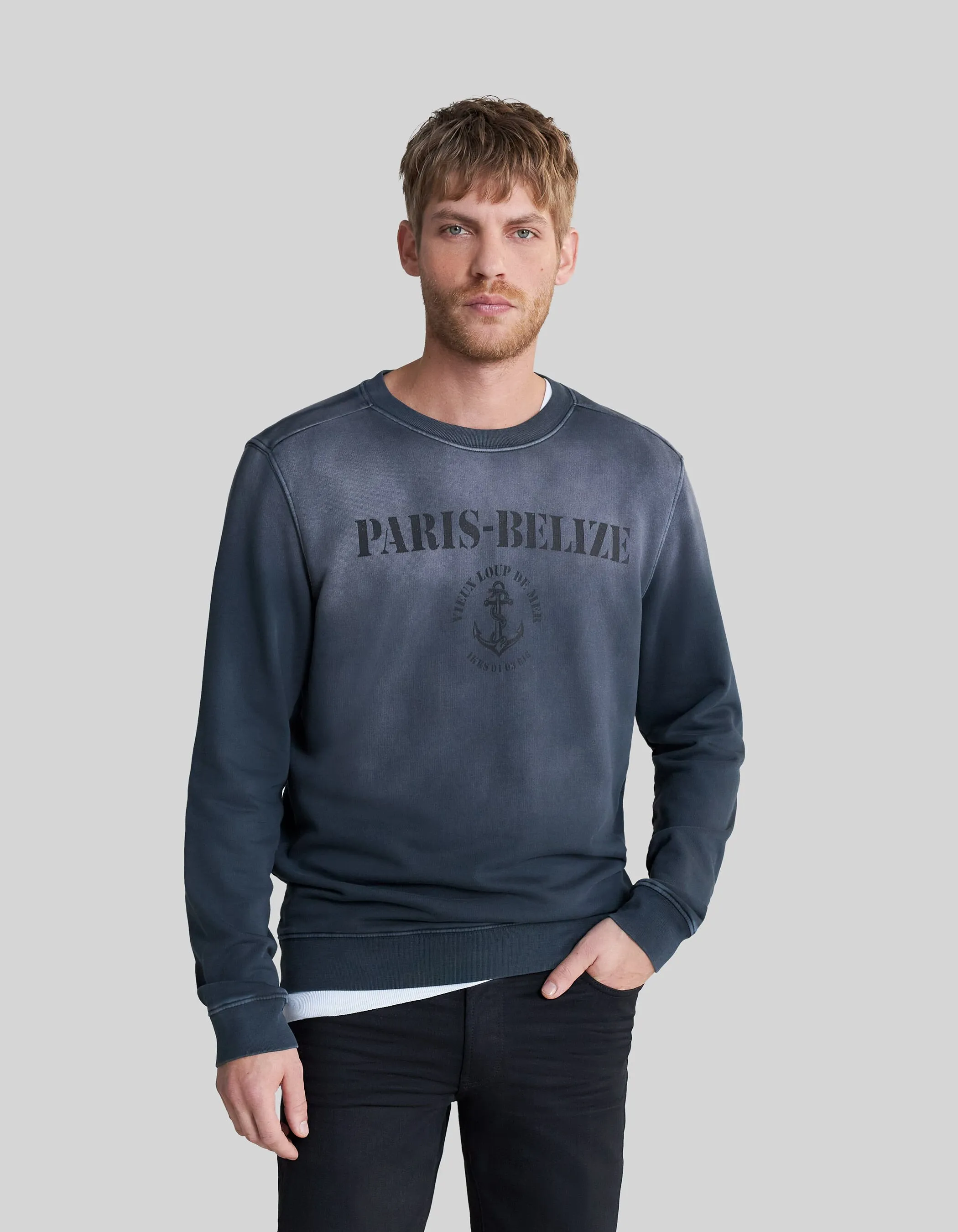 Sweat ardoise coton bio à message Homme