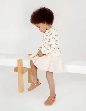 Sweat écru coton bio imprimé petites panthères bébé fille