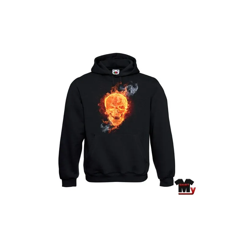sweat tete de mort flamme