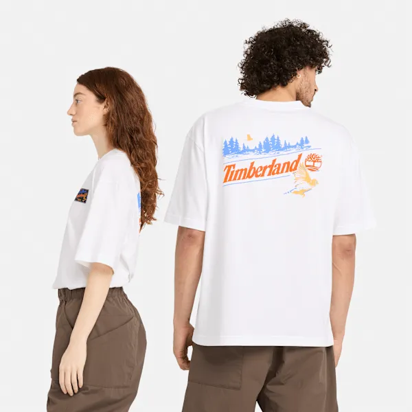 T-shirt graphique à manches courtes unisexe en blanc