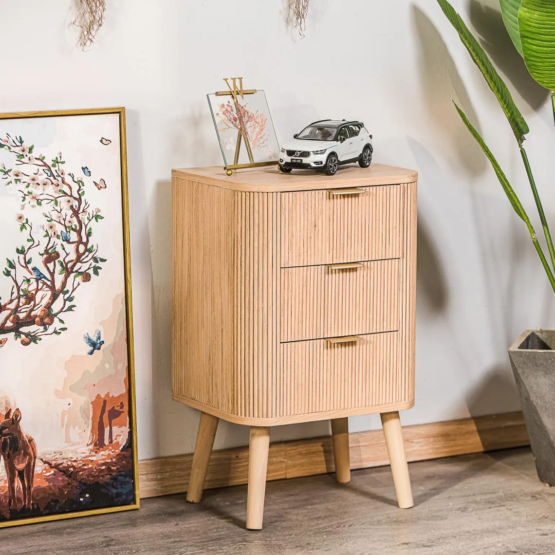 Table de Chevet Chiffonnier 3 Tiroirs Naturel en Bois | 3 Suisses