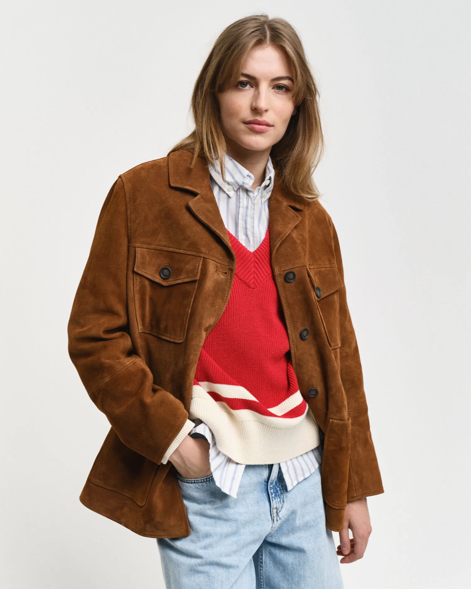 Veste blazer relaxed fit en daim