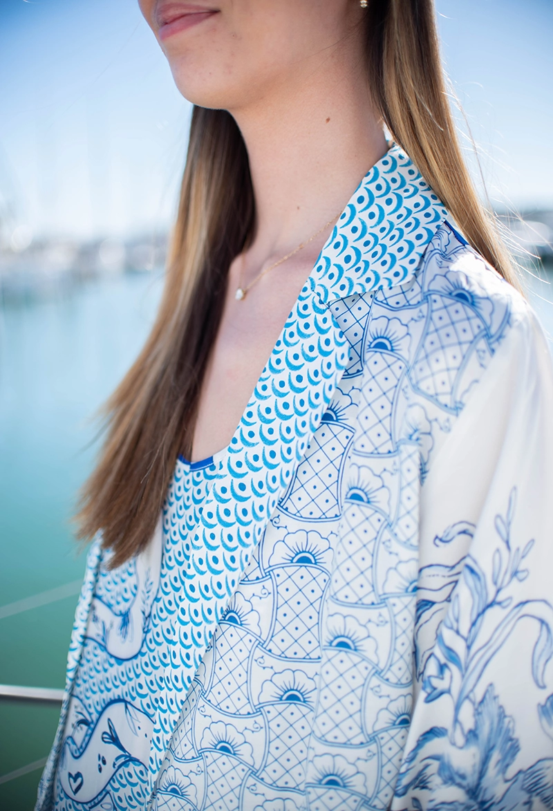 Veste Kimono Lucia Amalfi Bleu - Me369 | Les Chiquettes