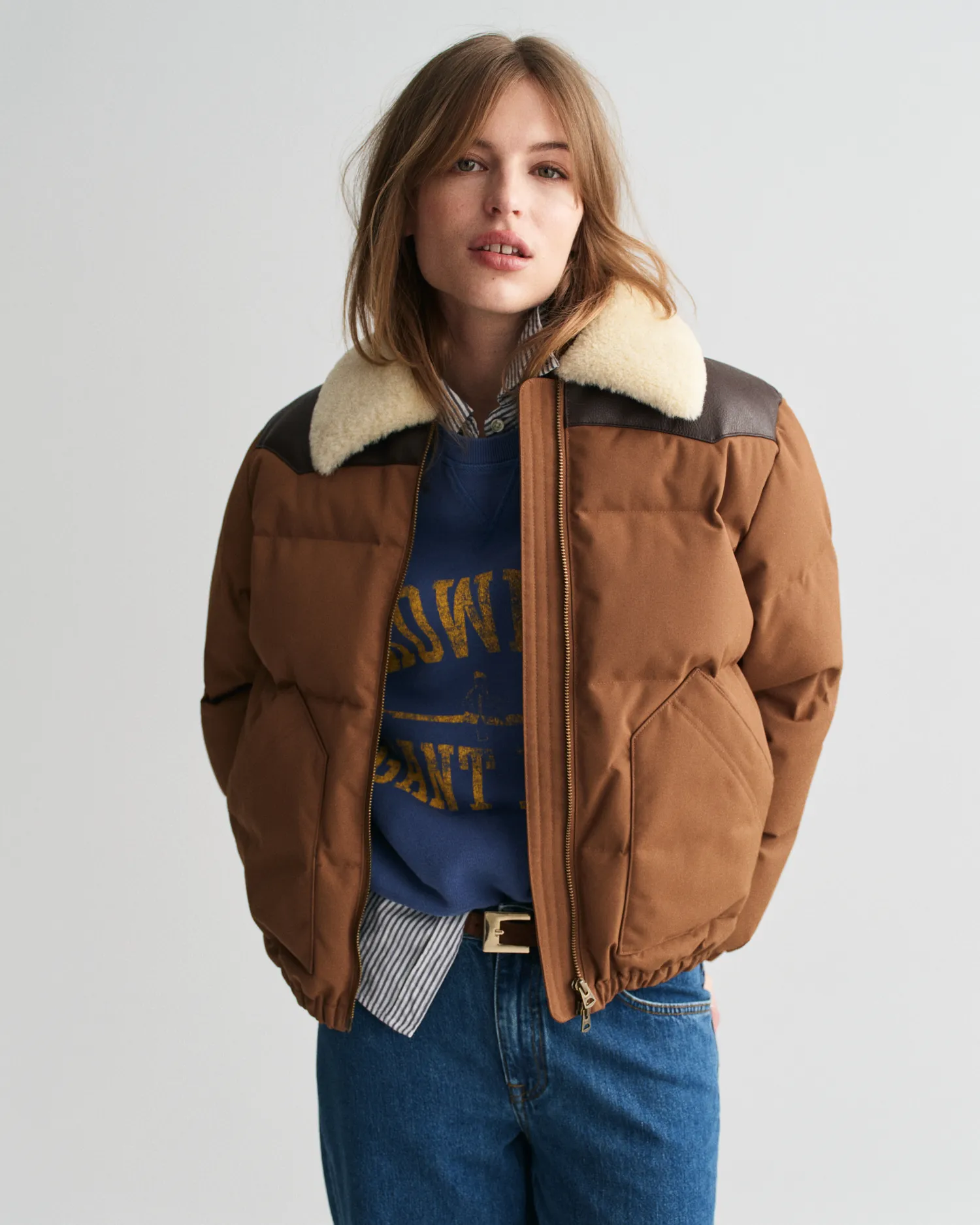 Veste rembourrée avec col en fourrure synthétique